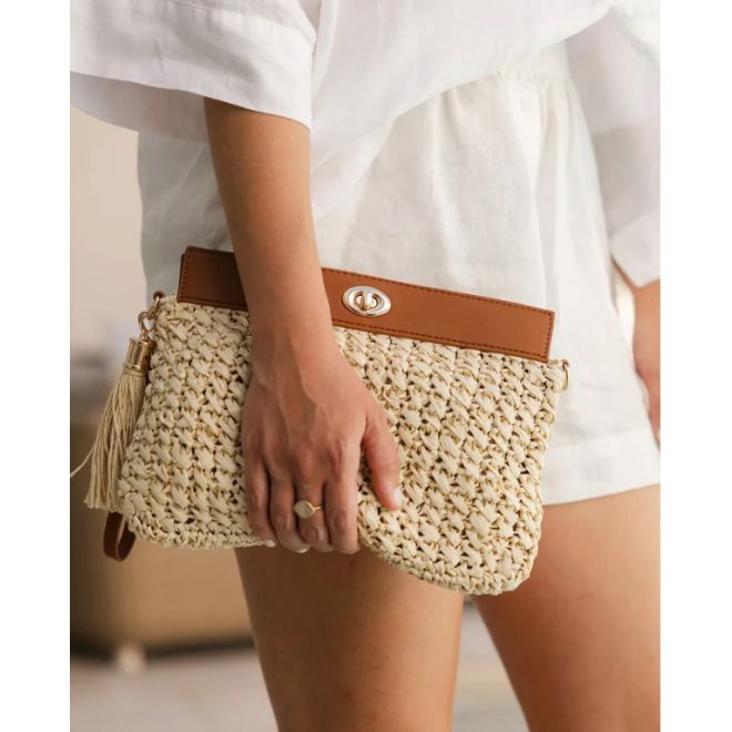 LOUENHIDE 1232 FERN REFFIA CLUTCH